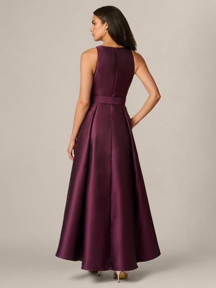 Adrianna Papell Mikado Embellished High Low Dress, Pinot Noir - view 2, Pinot Noir