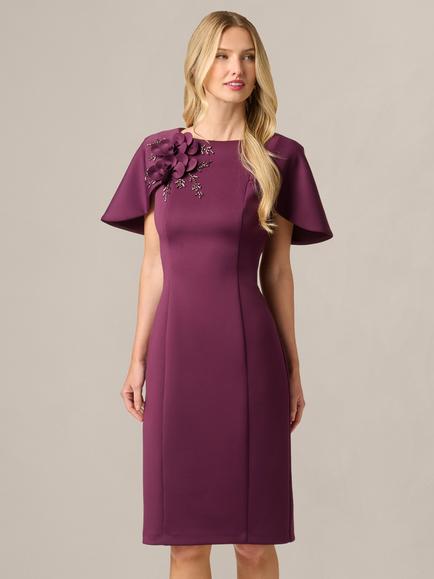 Adrianna Papell Petite Scuba Short Dress, Pinot Noir, Pinot Noir