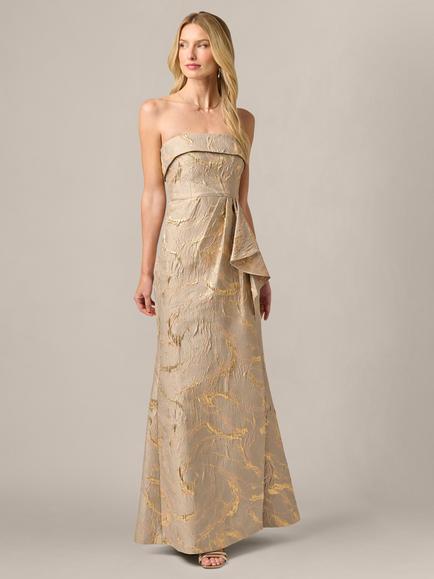 Adrianna Papell Strapless Mermaid Long Dress, Mink, Mink