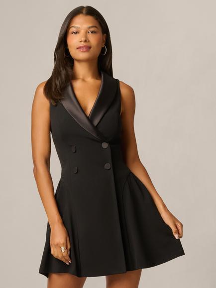 Adrianna Papell Tuxedo Mini Dress, Black