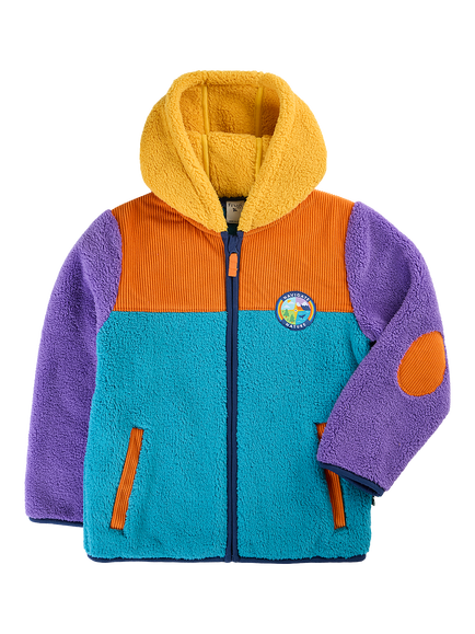 Frugi Firth Ted Fleece Zip Through Hoodie, Hotchpotch/Nature, Hotchpotch/Nature