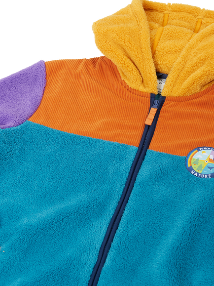 Frugi Firth Ted Fleece Zip Through Hoodie, Hotchpotch/Nature - view 2, Hotchpotch/Nature