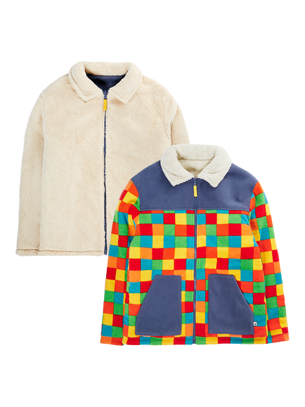 Frugi Blazey Reversible Zip Front Jacket, Kaleidoscope/Moon, Kaleidoscope/Moon