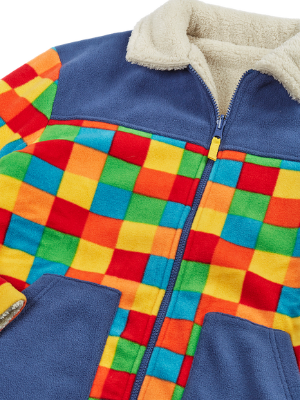 Frugi Blazey Reversible Zip Front Jacket, Kaleidoscope/Moon - view 2, Kaleidoscope/Moon