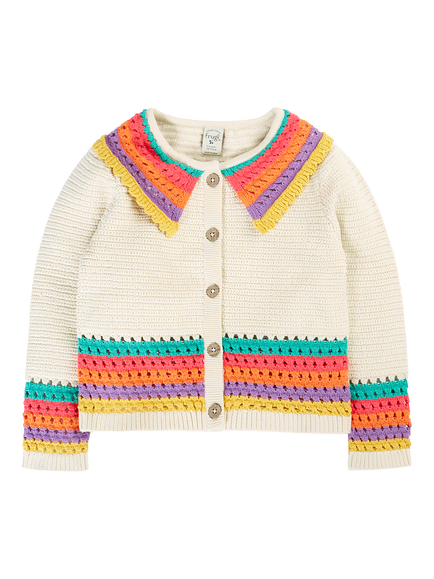 Frugi Grown Ups Aurora Cardigan, Rainbow, Natural/Rainbow