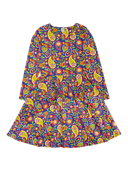 Frugi Sofia Long Sleeve Floral Paisley Dress, Multi, Multi