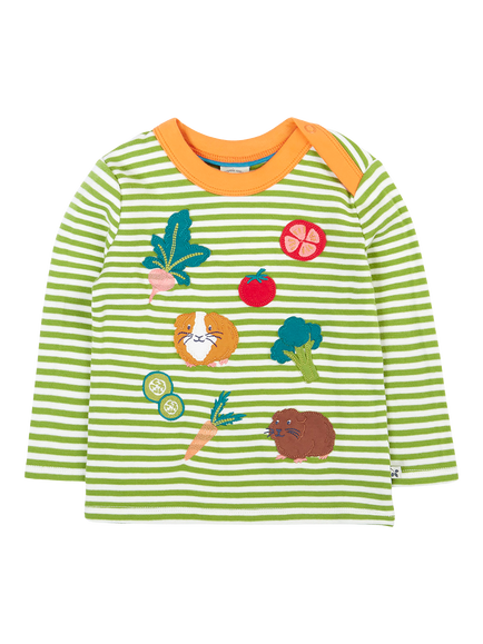 Frugi Kids' Orion Applique Long Sleeve Top, Green, Green