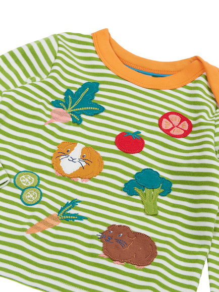 Frugi Kids' Orion Applique Long Sleeve Top, Green - view 2, Green