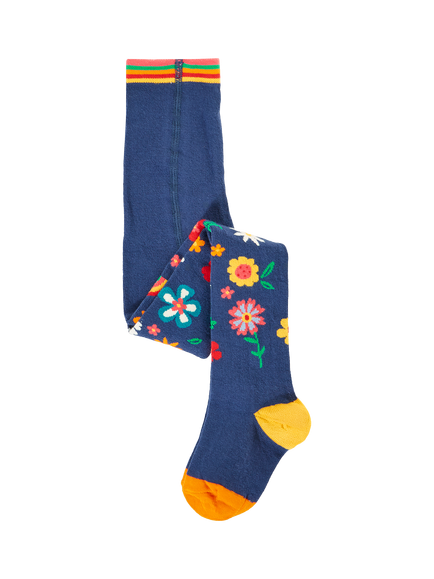 Frugi Baby Norah Tights, Navy Blue, Navy Blue/Multi
