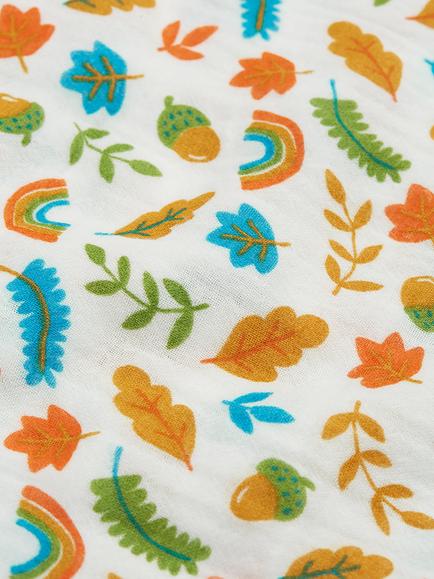 Frugi Baby Marvellous Muslin Square, Multi - view 2, Autumn Acorns