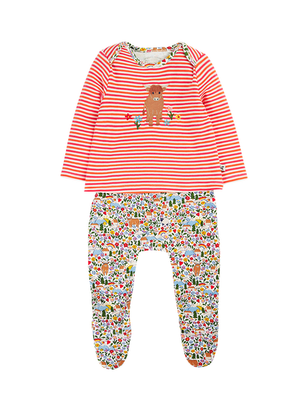 Frugi Baby Brooke Highland Cow Babygrow, Multi, Multi