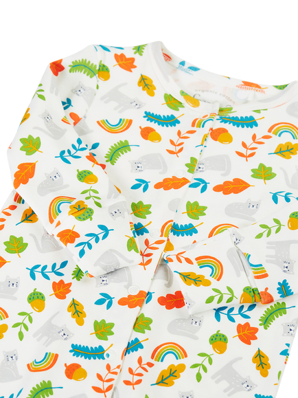 Frugi Baby Autumn Long Sleeve Cotton Babygrow, White Multi - view 2, White Multi