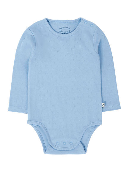Frugi Baby Pointelle Bodysuit, Winter Sky