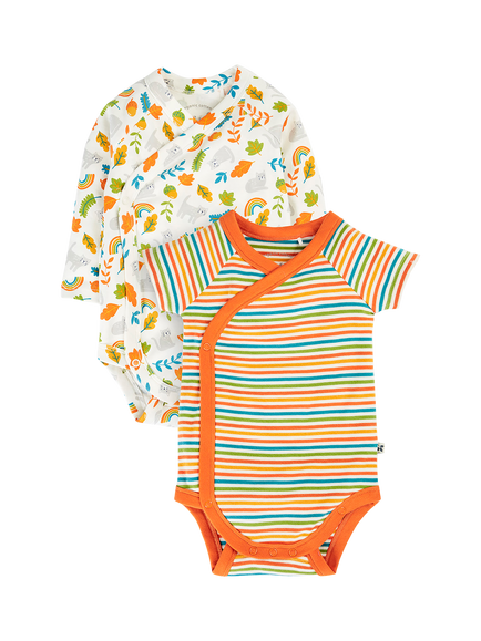 Frugi Baby Shay Printed Bodysuit, Pack of 2, Multi, Multi