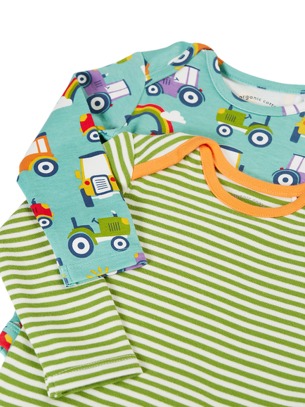 Frugi Baby Super Special Envelope Neck Bodysuit, Pack of 2, Multi - view 2, Multi