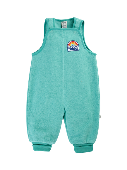 Frugi Baby Flurry Fleece Dungarees, Moss, Moss/Do Good