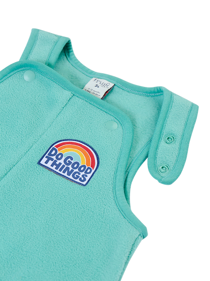 Frugi Baby Flurry Fleece Dungarees, Moss - view 2, Moss/Do Good