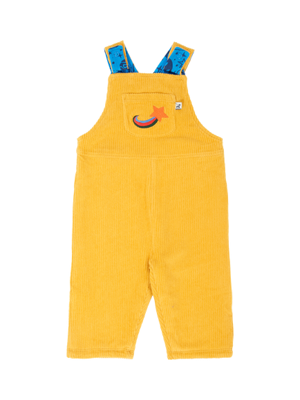 Frugi Baby Gylly Cord Reversible Dungarees, Yellow, Yellow