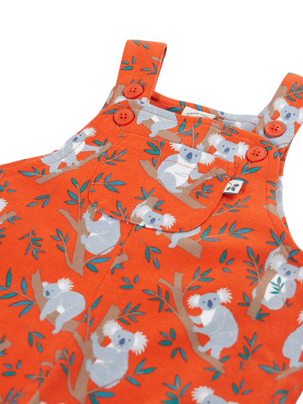 Frugi Baby Parsnip Koala Dungarees, Orange - view 2, Orange