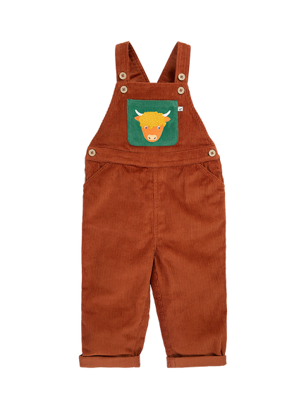 Frugi Baby Sebby Cord Dungarees, Brown Multi, Brown Multi