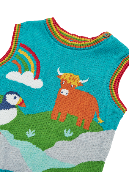 Frugi Baby Tavi Knitted Tank Top, Highland Scenes - view 2, Highland Scenes