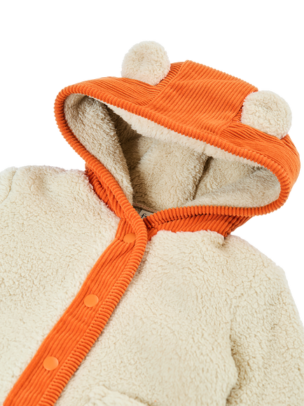 Frugi Baby Rye Fleece Cord Jacket, Natural Multi - view 2, Natural Multi