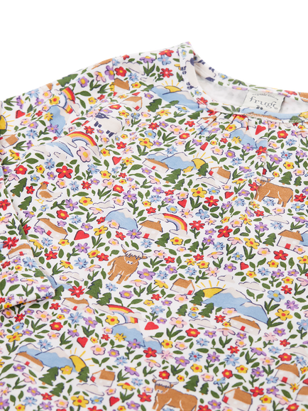 Frugi Baby Mabel Top and Leggings Outfit, Moss - view 2, Moss/Highland Fields