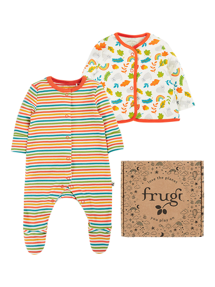 Frugi Baby Scrumptious Babygrow and Jacket Set, Multi, Multi