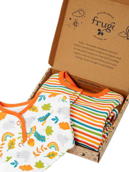 Frugi Baby Scrumptious Babygrow and Jacket Set, Multi - view 2, Multi