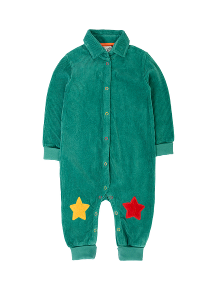 Frugi Baby Coombe Relaxed Corduroy Romper, Hut Green, Hut Green