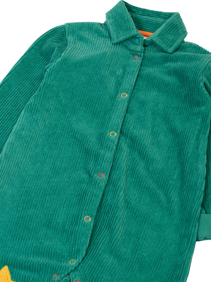 Frugi Baby Coombe Relaxed Corduroy Romper, Hut Green - view 2, Hut Green