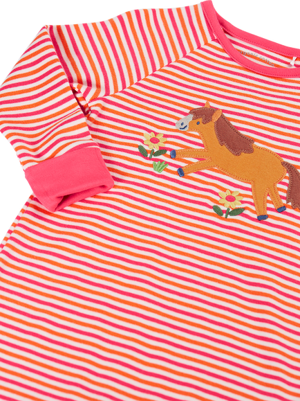 Frugi Baby Rowan Horse Applique Romper, Pink Multi - view 2, Pink Multi