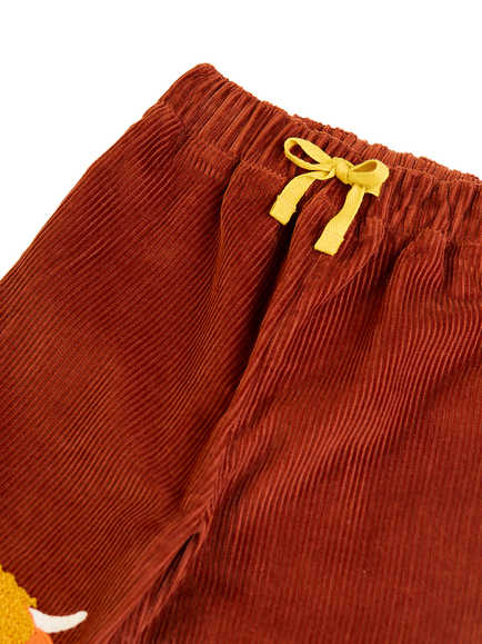 Frugi Baby Arlo Cord Trousers, Rust - view 2, Rust/Highland Cow