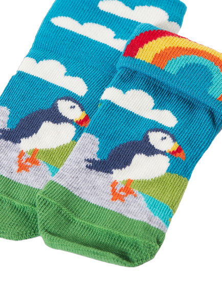 Frugi Kids' Fun Fold Over Socks, Pack of 2, Multi - view 2, Multi