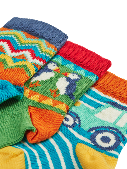 Frugi Kids' Little Socks, Pack of 3, Multi - view 2, Multi