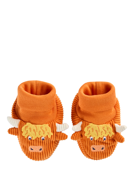 Frugi Baby Cosy Cord Booties, Orange, Orange