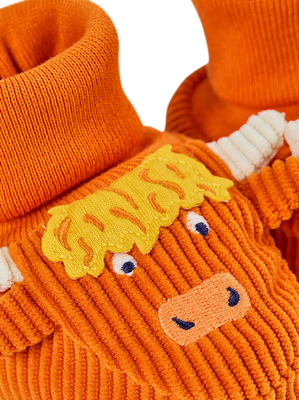 Frugi Baby Cosy Cord Booties, Orange - view 2, Orange