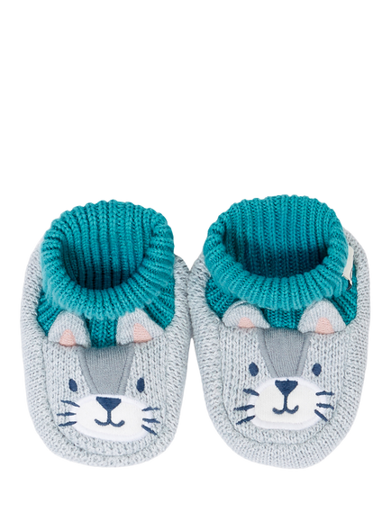 Frugi Baby Noa Knitted Booties, Wild Cat, Wild Cat