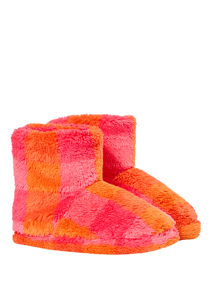 Frugi Kids' Cosy Fleece Bootie Slippers, Pink/Orange, Pink/Orange