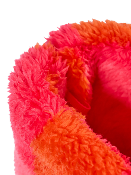 Frugi Kids' Cosy Fleece Bootie Slippers, Pink/Orange - view 2, Pink/Orange