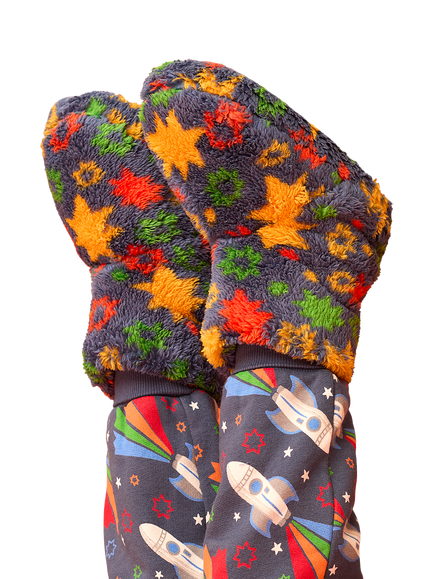 Frugi Kids' Cosy Fleece Bootie Slippers, Multi - view 2, Multi