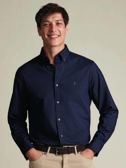 Charles Tyrwhitt Button Down Cotton Shirt, Dark Blue, Dark Blue