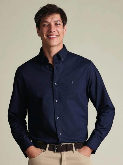 Charles Tyrwhitt Slim Fit Button Down Cotton Shirt, Dark Blue, Dark Blue