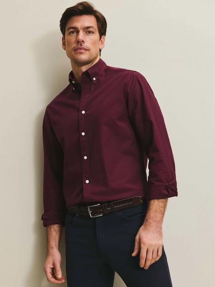 Charles Tyrwhitt Button Down Cotton Shirt, Burgundy Red, Burgundy Red