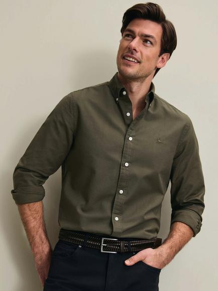 Charles Tyrwhitt Button Down Cotton Shirt, Olive Green, Olive Green