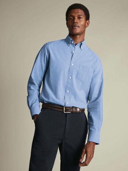 Charles Tyrwhitt Button Down Cotton Poplin Shirt, Cornflower Blue, Cornflower Blue