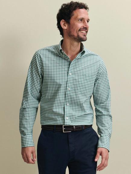 Charles Tyrwhitt Button Down Check Cotton Poplin Shirt, Green, Green