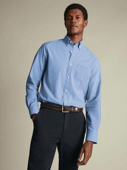 Charles Tyrwhitt Slim Fit Button Down Cotton Poplin Shirt, Cornflower Blue, Cornflower Blue