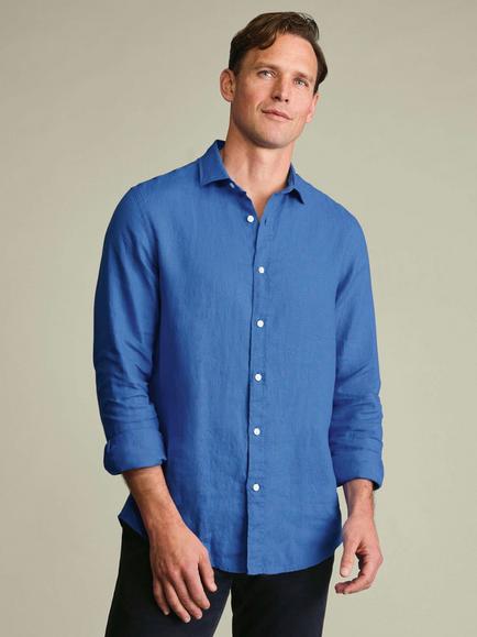 Charles Tyrwhitt Pure Linen Classic Fit Shirt, Cornflower Blue, Cornflower Blue