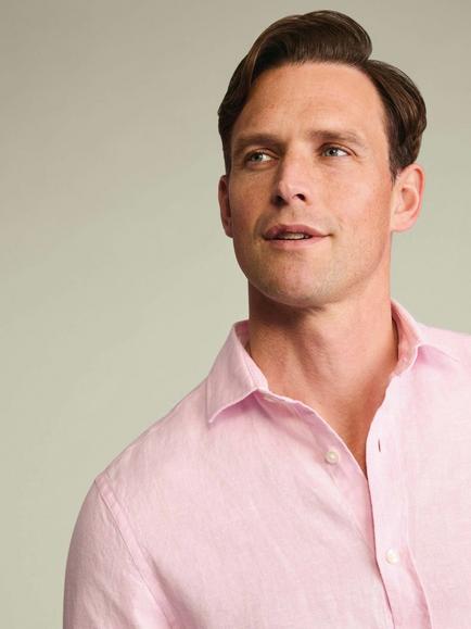 Charles Tyrwhitt Linen Classic Fit Shirt, Pink - view 2, Pink